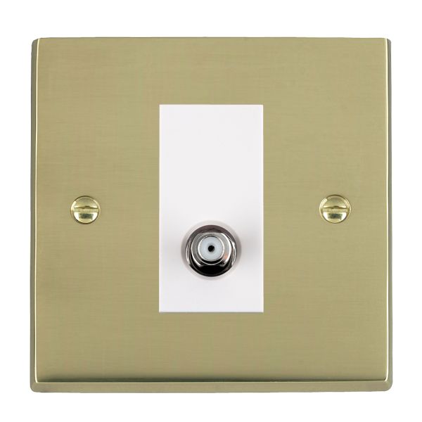 Cheriton Victorian Polished Brass 1 gang Isolated Satellite White