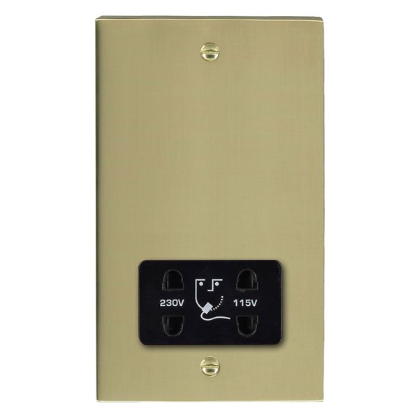 Cheriton Victorian Polished Brass Shaver Dual Voltage Unswitched Socket (Vertically Mounted) Black