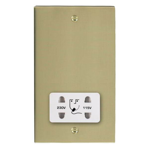 Cheriton Victorian Polished Brass Shaver Dual Voltage Unswitched Socket (Vertically Mounted) White