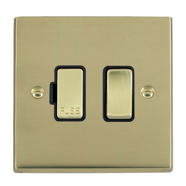 Cheriton Victorian Polished Brass 1 gang 13A Double Pole Fused Spur Polished Brass/Black
