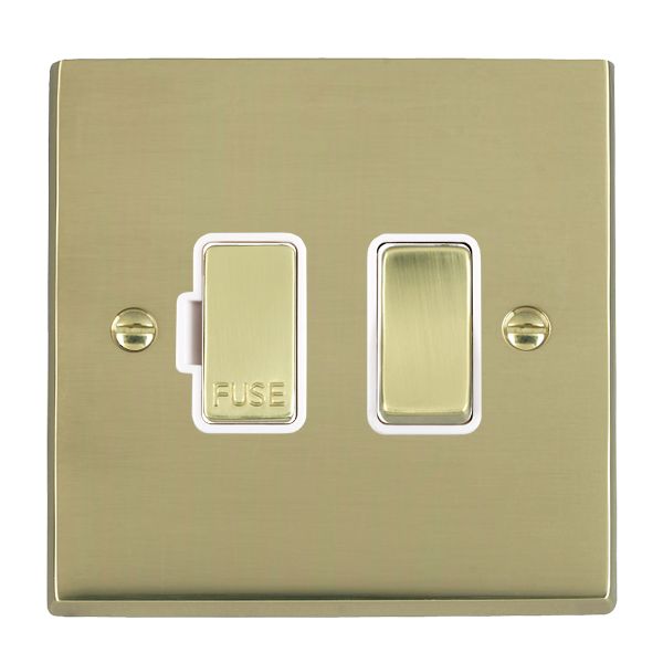 Cheriton Victorian Polished Brass 1 gang 13A Double Pole Fused Spur Polished Brass/White