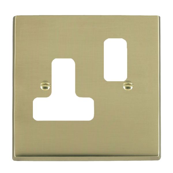 Cheriton Victorian Grid-IT Polished Brass 1 gang 13A Switched Socket Grid Fix Aperture Plate