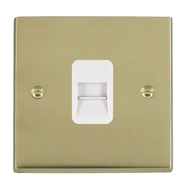 Cheriton Victorian Polished Brass 1 gang Telephone Slave White