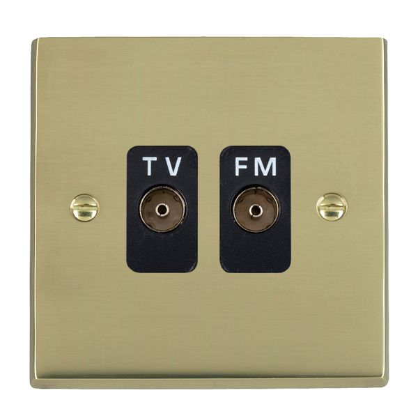 Cheriton Victorian Polished Brass Isolated TV/FM Diplexer 1in/2out Black