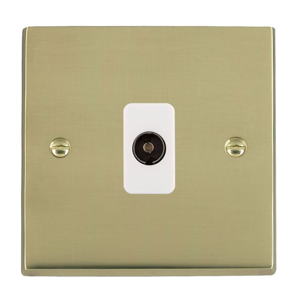 Cheriton Victorian Polished Brass 1 gang Isolated TV 1in/1out White