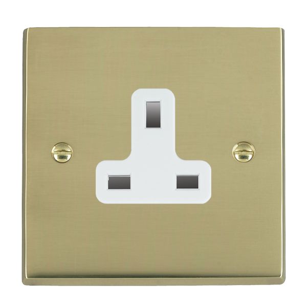 Cheriton Victorian Polished Brass 1 gang 13A Unswitched Socket White
