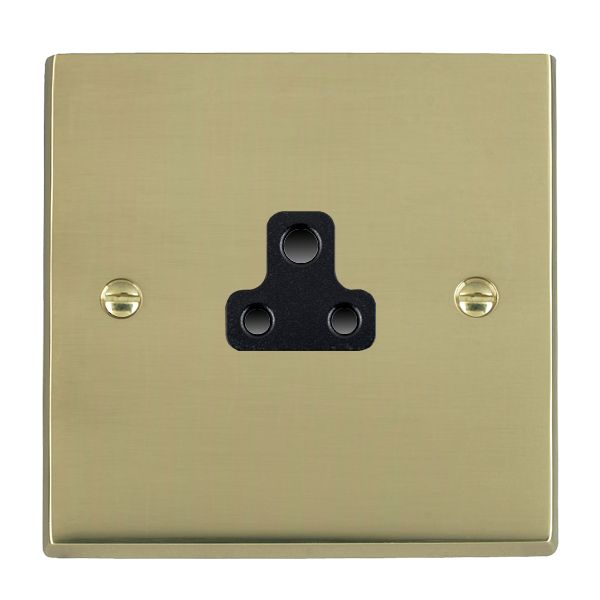 Cheriton Victorian Polished Brass 1 gang 2A Unswitched Socket Black