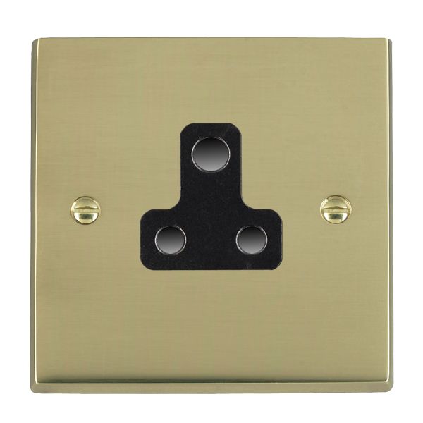 Cheriton Victorian Polished Brass 1 gang 5A Unswitched Socket Black
