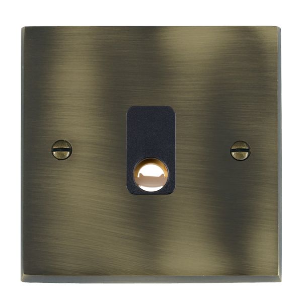 Cheriton Victorian Antique Brass 1 gang 20A Cable Outlet Black