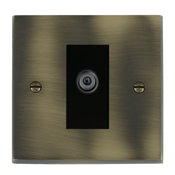 Cheriton Victorian Antique Brass 1 gang Non-Isolated Digital Satellite (DAB Compatible) Black