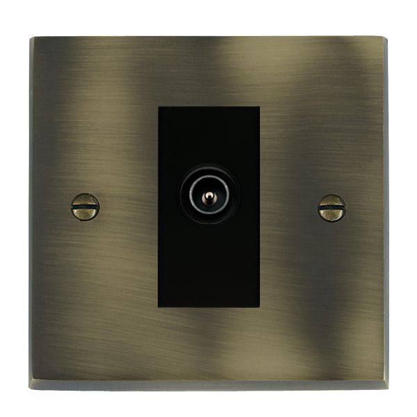 Cheriton Victorian Antique Brass 1 gang Non-Isolated TV (Male) (DAB Compatible) Black