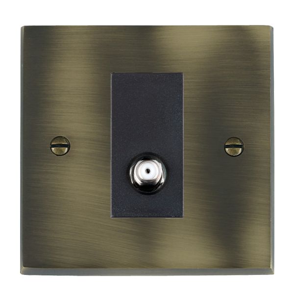 Cheriton Victorian Antique Brass 1 gang Non-Isolated Satellite Black