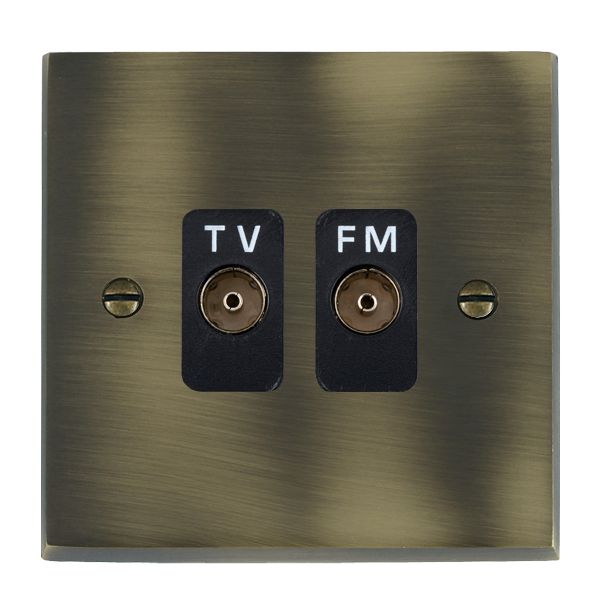 Cheriton Victorian Antique Brass Isolated TV/FM Diplexer 1in/2out Black