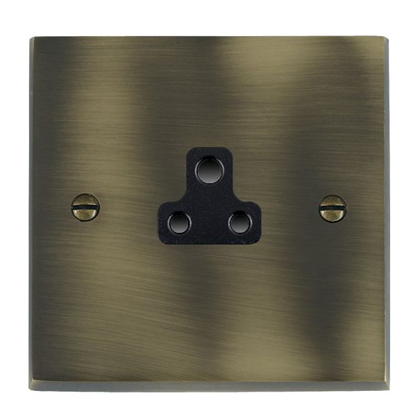 Cheriton Victorian Antique Brass 1 gang 2A Unswitched Socket Black