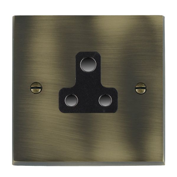 Cheriton Victorian Antique Brass 1 gang 5A Unswitched Socket Black