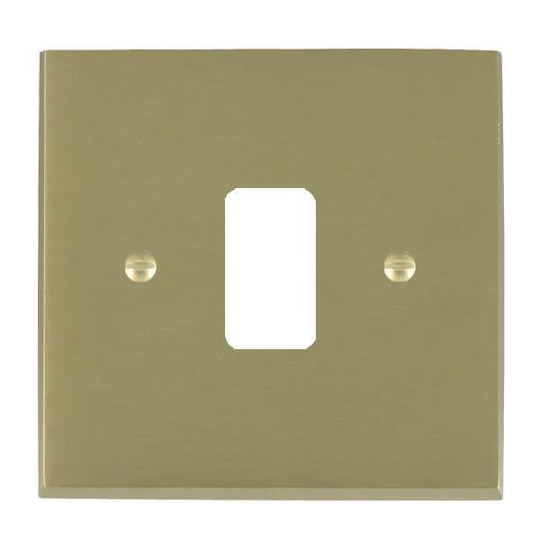 Cheriton Victorian Grid-IT Satin Brass 1 gang Grid Fix Aperture Plate with Grid