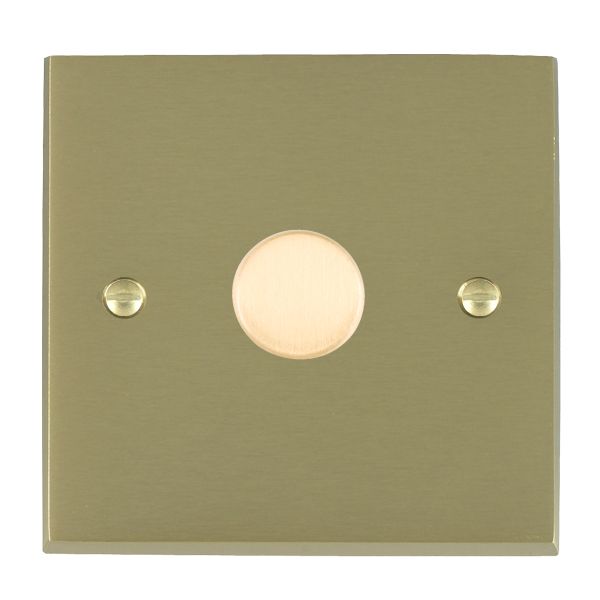 Cheriton Victorian Satin Brass 1 gang 100W LED 2 Way Push On/Off Rotary Dimmer Satin Brass