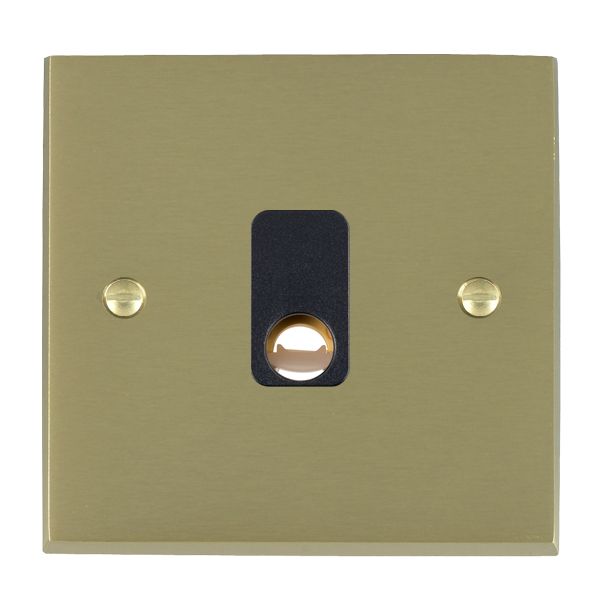 Cheriton Victorian Satin Brass 1 gang 20A Cable Outlet Black