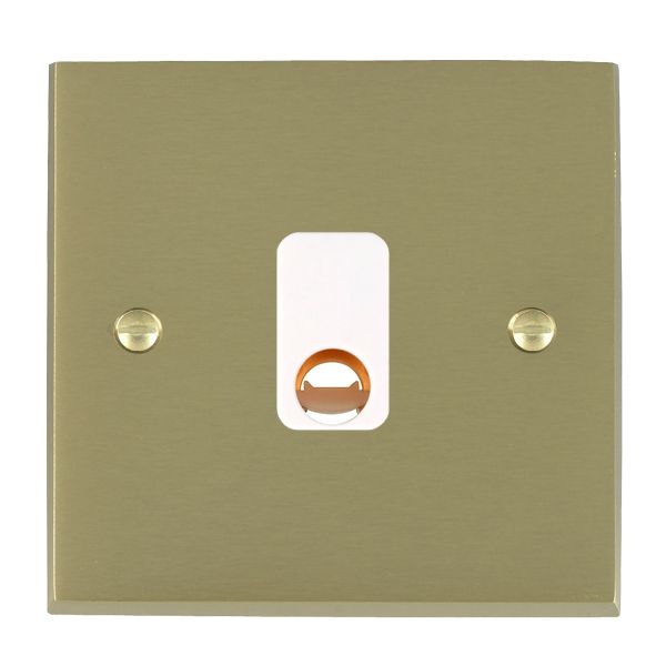 Cheriton Victorian Satin Brass 1 gang 20A Cable Outlet White