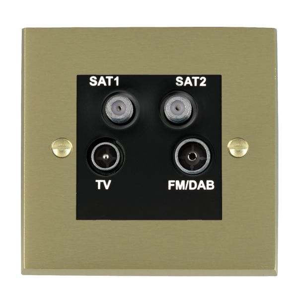 Cheriton Victorian Satin Brass Non-Isolated TV+FM+SAT1+SAT2 Quadplexer 2in/4out (DAB Compatible) Black