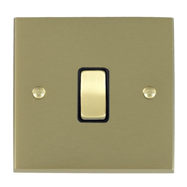 Cheriton Victorian Satin Brass 1 gang 20AX Double Pole Rocker Satin Brass/Black