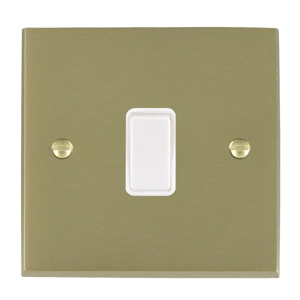Cheriton Victorian Satin Brass 1 gang 20AX Double Pole Rocker White/White
