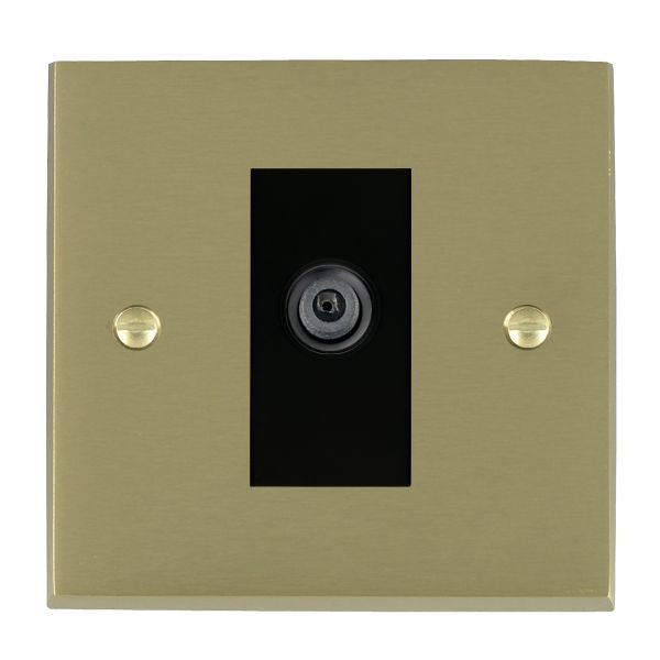Cheriton Victorian Satin Brass 1 gang Non-Isolated Digital Satellite (DAB Compatible) Black