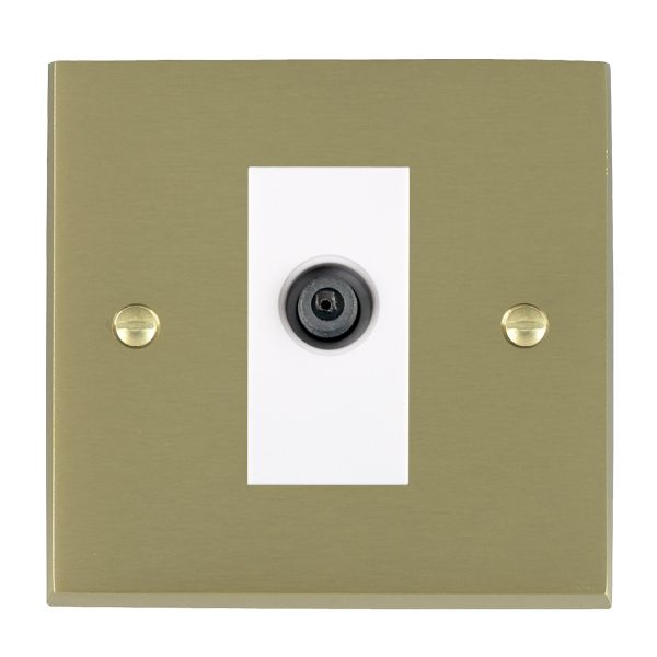 Cheriton Victorian Satin Brass 1 gang Non-Isolated Digital Satellite (DAB Compatible) White