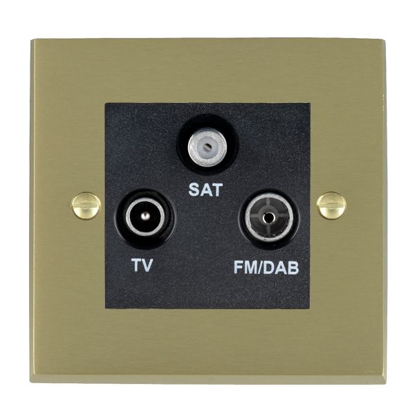Cheriton Victorian Satin Brass Non-Isolated TV+FM+SAT Triplexer 1in/3out (DAB Compatible) Black