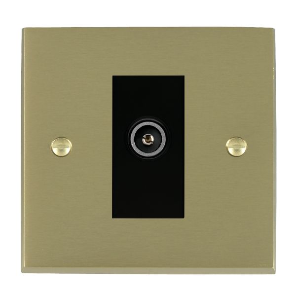 Cheriton Victorian Satin Brass 1 gang Non-Isolated TV (Female) (DAB Compatible) Black