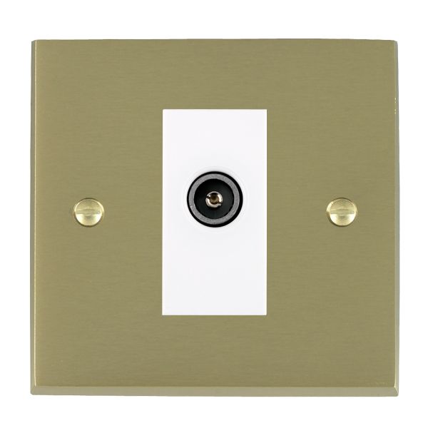 Cheriton Victorian Satin Brass 1 gang Non-Isolated TV (Female) (DAB Compatible) White
