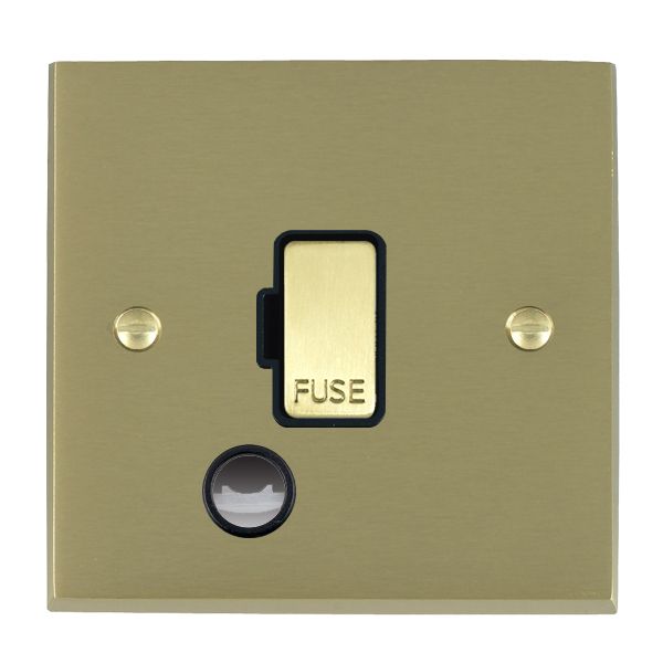 Cheriton Victorian Satin Brass 1 gang 13A Fuse and Cable Outlet Satin Brass/Black