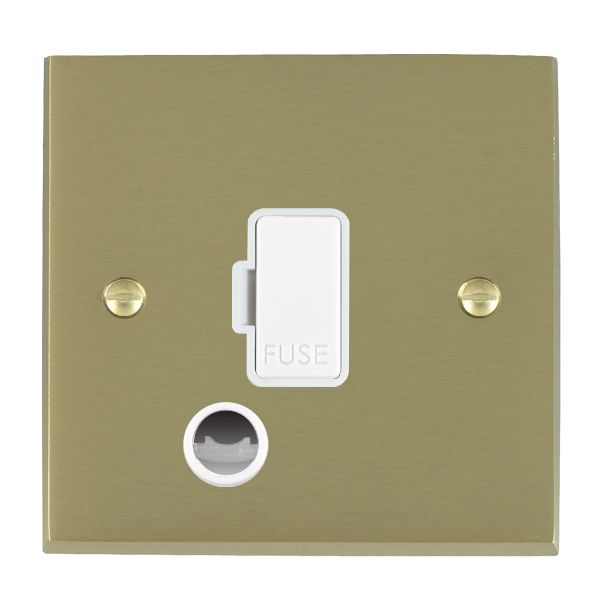 Cheriton Victorian Satin Brass 1 gang 13A Fuse and Cable Outlet White/White