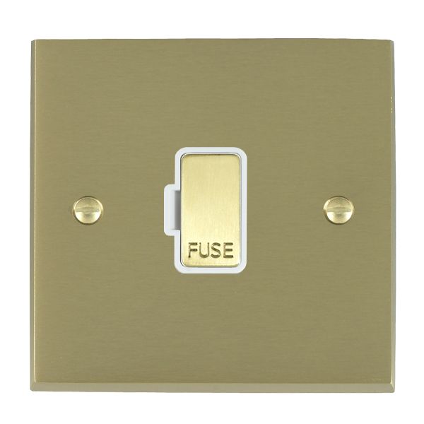 Cheriton Victorian Satin Brass 1 gang 13A Fuse Only Satin Brass/White