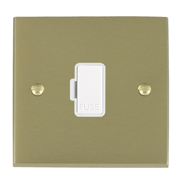 Cheriton Victorian Satin Brass 1 gang 13A Fuse Only White/White