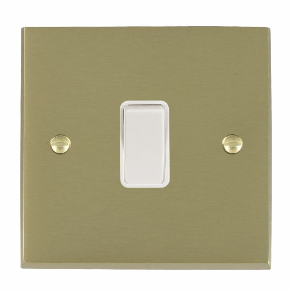 Cheriton Victorian Satin Brass 1 gang 10AX 2 Way Rocker White/White