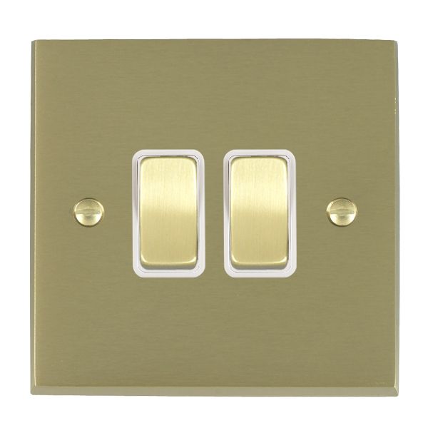 Cheriton Victorian Satin Brass 2 gang 10AX Intermediate Rocker Satin Brass/White