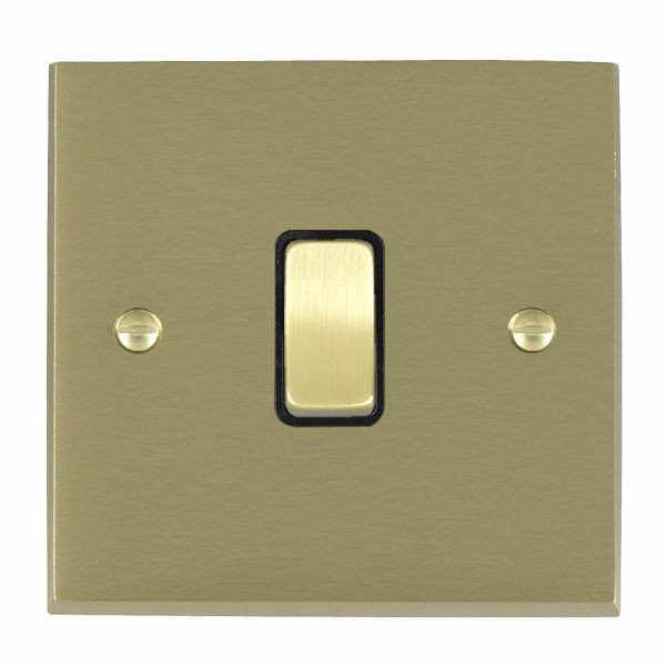 Cheriton Victorian Satin Brass 1 gang 10AX Push To Make Retractive Rocker Satin Brass/Black