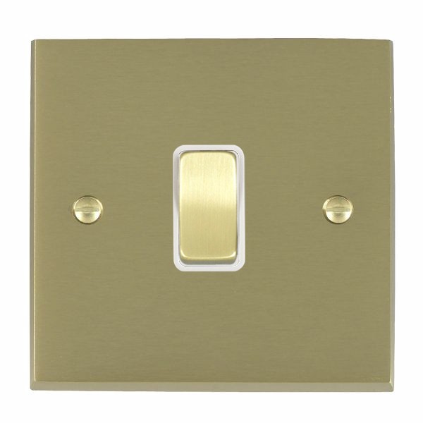 Cheriton Victorian Satin Brass 1 gang 10AX Push To Make Retractive Rocker Satin Brass/White