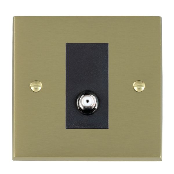 Cheriton Victorian Satin Brass 1 gang Isolated Satellite Black