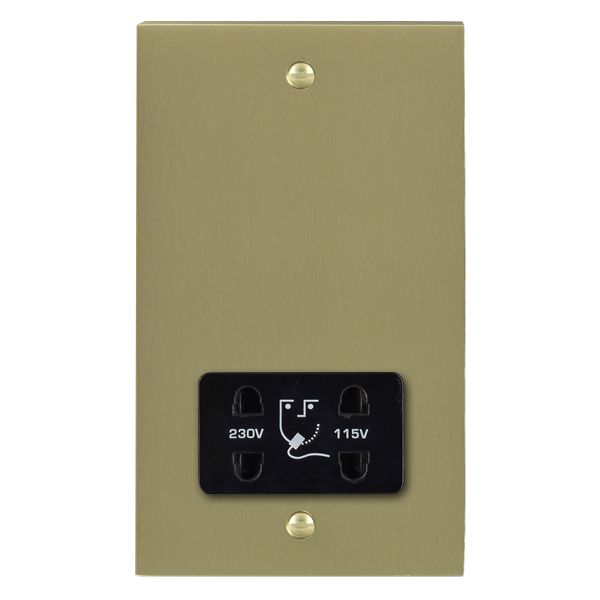 Cheriton Victorian Satin Brass Shaver Dual Voltage Unswitched Socket (Vertically Mounted) Black