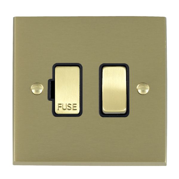 Cheriton Victorian Satin Brass 1 gang 13A Double Pole Fused Spur Satin Brass/Black