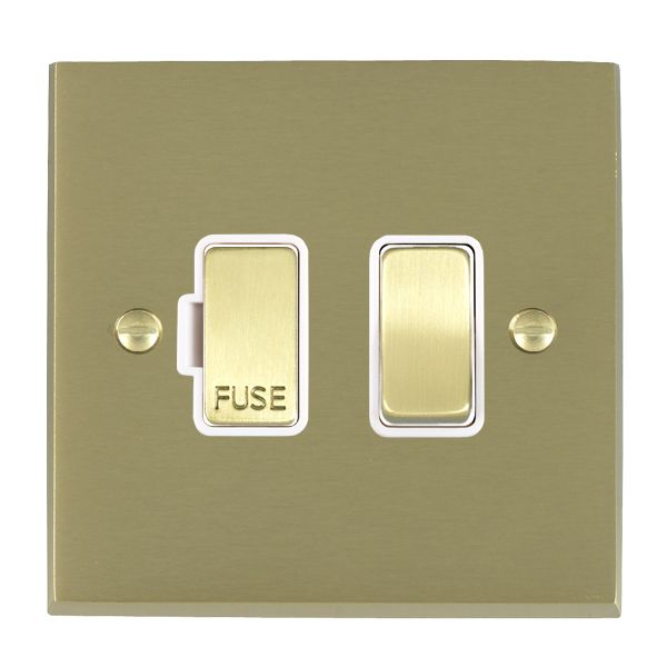 Cheriton Victorian Satin Brass 1 gang 13A Double Pole Fused Spur Satin Brass/White