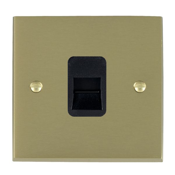 Cheriton Victorian Satin Brass 1 gang Telephone Master Black