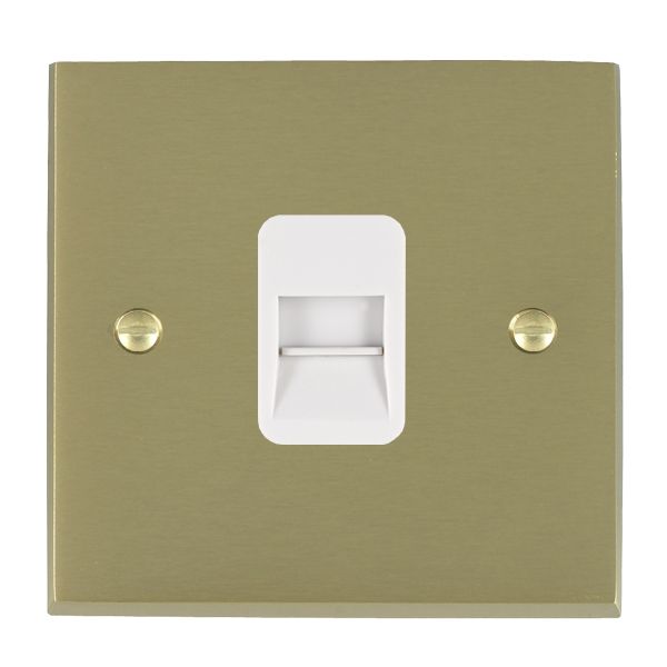 Cheriton Victorian Satin Brass 1 gang Telephone Master White