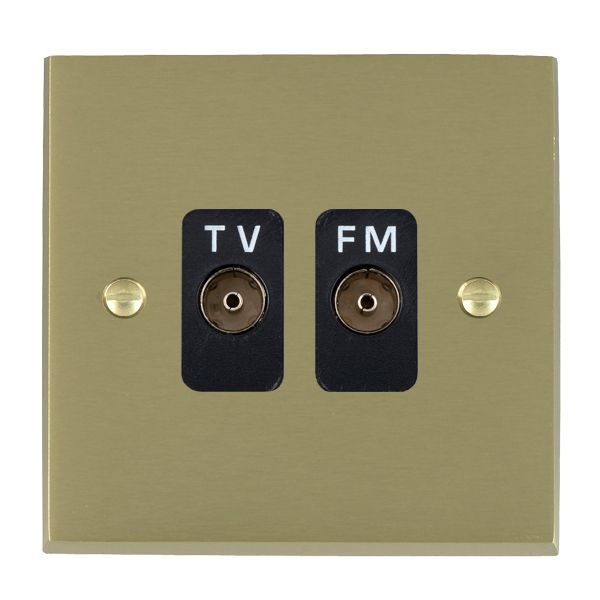 Cheriton Victorian Satin Brass Isolated TV/FM Diplexer 1in/2out Black