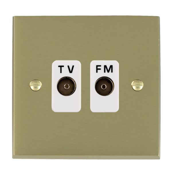 Cheriton Victorian Satin Brass Isolated TV/FM Diplexer 1in/2out White