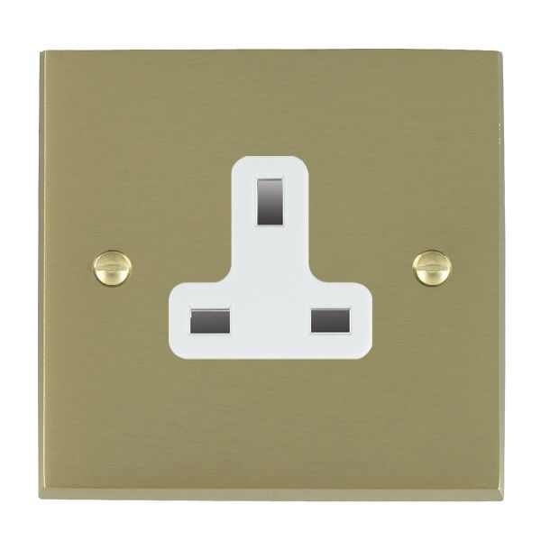 Cheriton Victorian Satin Brass 1 gang 13A Unswitched Socket White