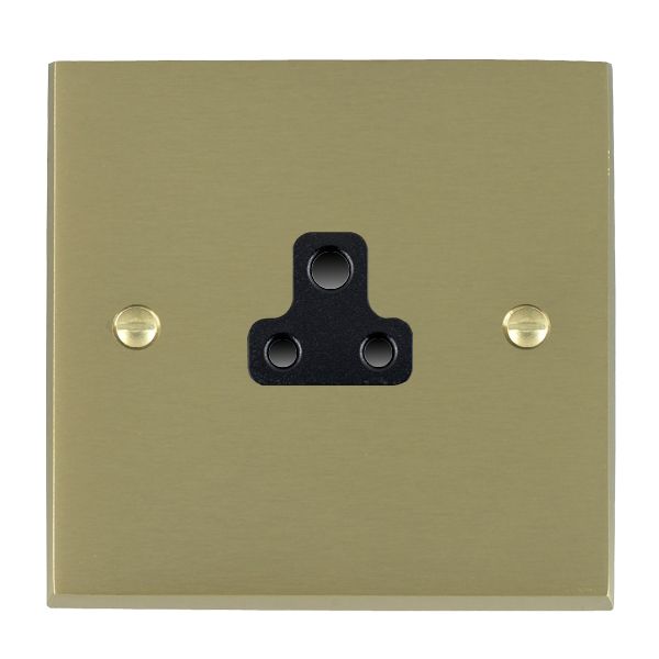 Cheriton Victorian Satin Brass 1 gang 2A Unswitched Socket Black