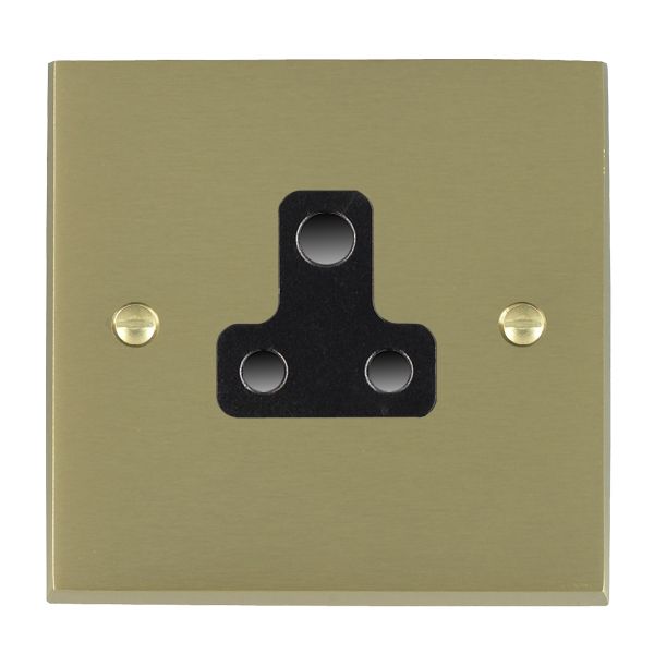 Cheriton Victorian Satin Brass 1 gang 5A Unswitched Socket Black